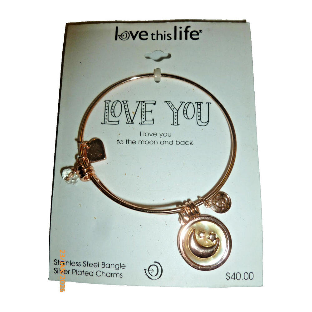 NEW Love this‎ Life Stainless Steel Bracelet Love You To the Moon and Back